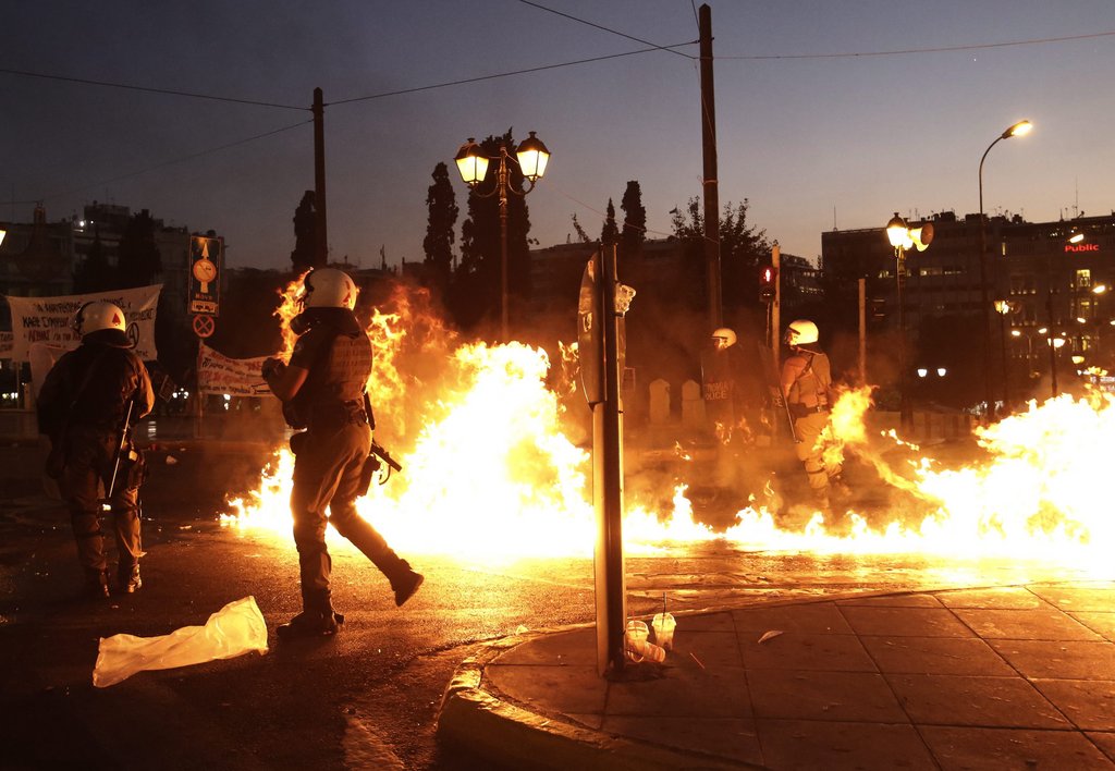 Demonstrations against an expected vote of the Greek Parliament