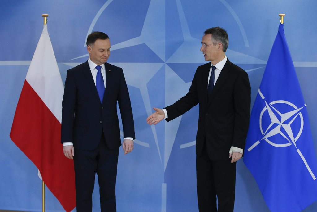 Polish President Andrzej Duda is welcomed by NATO Secretary Gener/dpa